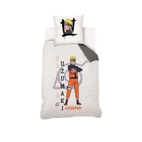 Naruto - Housse De Couette Réversible Naruto & Sasuke 140x200 cm + 1 Taie d'oreiller 63x63 cm - Ecru/Gris BEIGE 4 - vertbaudet enfant 