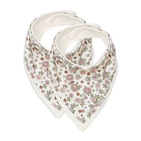 Bavoir Bandana Fleurs Retro - JOLLEIN - Mixte - 100% coton-jersey - Blanc, rose et vert BLANC 1 - vertbaudet enfant 