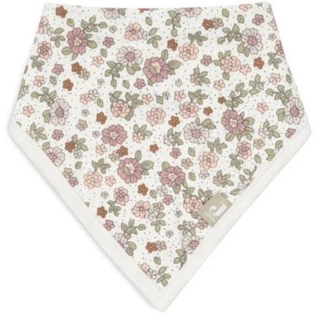 Bavoir Bandana Fleurs Retro - JOLLEIN - Mixte - 100% coton-jersey - Blanc, rose et vert BLANC 2 - vertbaudet enfant 