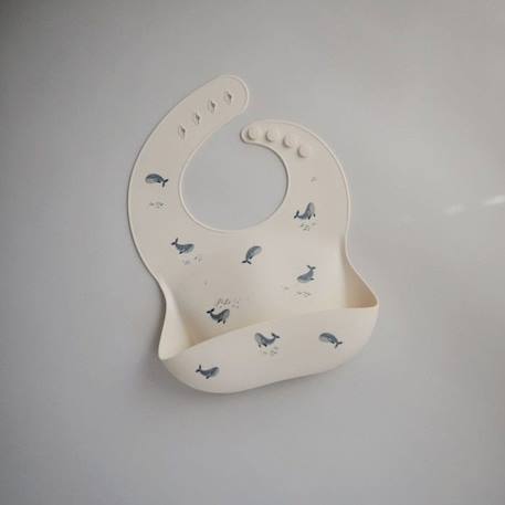 Bavoir silicone Motifs Baleine - Repas bébé et enfant - Mushie BEIGE 2 - vertbaudet enfant 