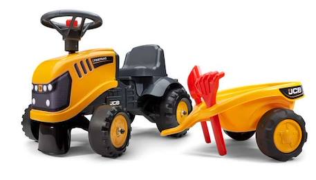 Porteur tracteur JCB avec remorque et accessoires - FALK - Dès 12 mois - 100% fabriqué en France - 40% plastique recyclé JAUNE 1 - vertbaudet enfant 