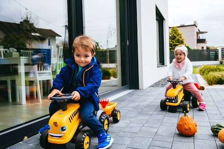 Porteur tracteur JCB avec remorque et accessoires - FALK - Dès 12 mois - 100% fabriqué en France - 40% plastique recyclé JAUNE 4 - vertbaudet enfant 