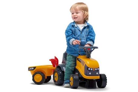 Porteur tracteur JCB avec remorque et accessoires - FALK - Dès 12 mois - 100% fabriqué en France - 40% plastique recyclé JAUNE 2 - vertbaudet enfant 