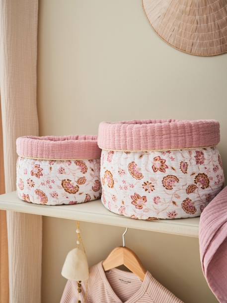 Lot de 2 paniers réversibles Folk rose imprimé 2 - vertbaudet enfant 