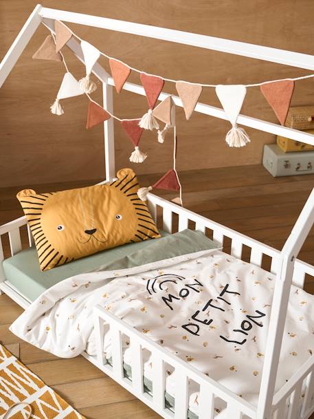 Housse de couette bébé MON PETIT LION ivoire imprimé / vert 3 - vertbaudet enfant 