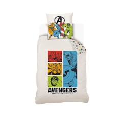 Linge de maison et décoration-Linge de lit enfant-Housse de couette-Housse de couette Avengers - MARVEL - 140x200 cm - 100% Coton - Blanc