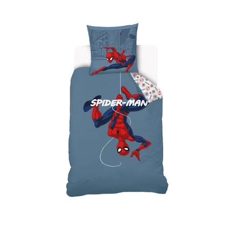 Housse de couette Spiderman - MARVEL - 140x200 cm - 100% Coton - Bleu BLEU 1 - vertbaudet enfant 