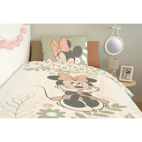 DISNEY - Housse de couette Minnie 140x200 cm + 1 Taie d'oreiller 63x63 cm - 100% Coton - Vert BLANC 4 - vertbaudet enfant 