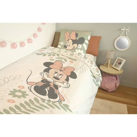 DISNEY - Housse de couette Minnie 140x200 cm + 1 Taie d'oreiller 63x63 cm - 100% Coton - Vert BLANC 2 - vertbaudet enfant 