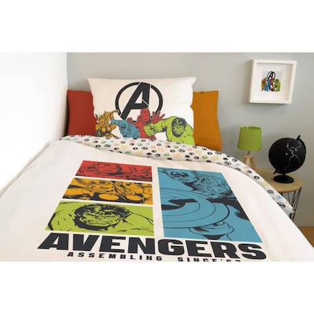 Housse de couette Avengers - MARVEL - 140x200 cm - 100% Coton - Blanc BLANC 4 - vertbaudet enfant 