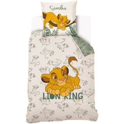 Linge de maison et décoration-Linge de lit enfant-Housse de couette Le Roi Lion Simba - Disney - 140x200 cm - 100% Coton - Blanc