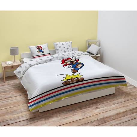 MARIO - Housse de couette Mario Goomba 220x240 cm + 2 taies d'oreillers 63x63 cm - Polycoton - Blanc BLANC 4 - vertbaudet enfant 