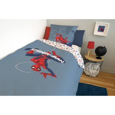 Housse de couette Spiderman - MARVEL - 140x200 cm - 100% Coton - Bleu BLEU 2 - vertbaudet enfant 