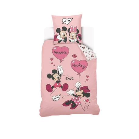 Housse de couette Disney - Mickey et Minnie - 140x200 cm - Rose - 100% Coton ROSE 1 - vertbaudet enfant 