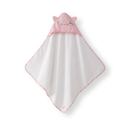 Serviette De Bain A Capuche CATIMINI - Escapade Kawaii - 100% Coton - Blanc Et Rose ROSE 2 - vertbaudet enfant 