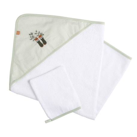 Cape de bain 75x75cm plus gant en coton blanc BLANC 1 - vertbaudet enfant 