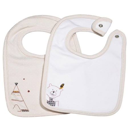 Bavoir en coton - Sauthon - Timouki - Lot de 2 - Doux et absorbant BEIGE 1 - vertbaudet enfant 