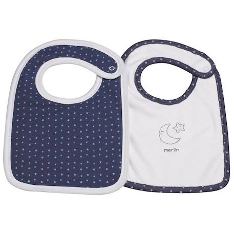 Bavoirs - Merlin - Lot de 2 - Coton - Bleu BLEU 1 - vertbaudet enfant 