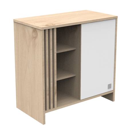 Commode 1 porte colorée et 3 niches avec claustra en bois décor chêne Suave MARRON 2 - vertbaudet enfant 