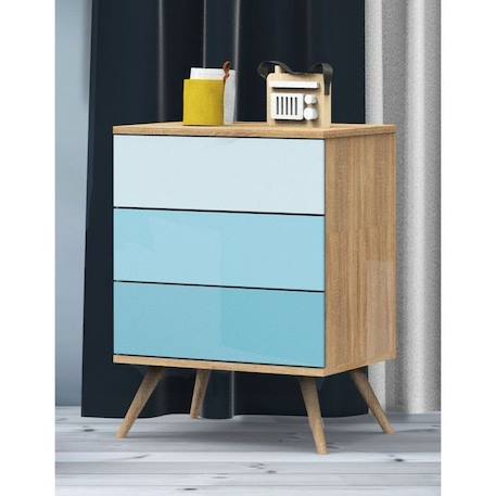 Commode 3 tiroirs en bois BLEU 2 - vertbaudet enfant 