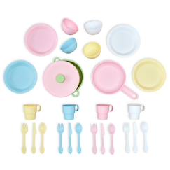 Jouet-Jeux d'imitation-Cuisines et dinette-KIDKRAFT - Dinette ustensiles de cuisine - 27 pièces - pastel