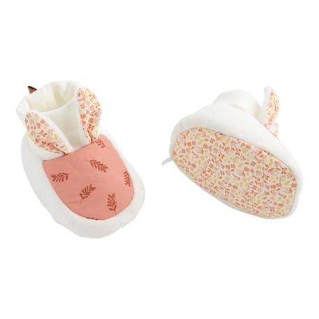 Chaussons bébé en velours - SAUTHON - Esmée - Rose - Blanc - Fille BLANC+BLANC 2 - vertbaudet enfant 