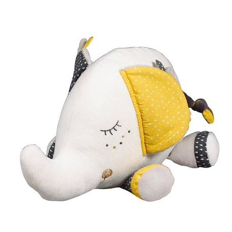 Doudou - Babyfan - Eléphant en velours - Taille unique - Gris et blanc BLANC 1 - vertbaudet enfant 