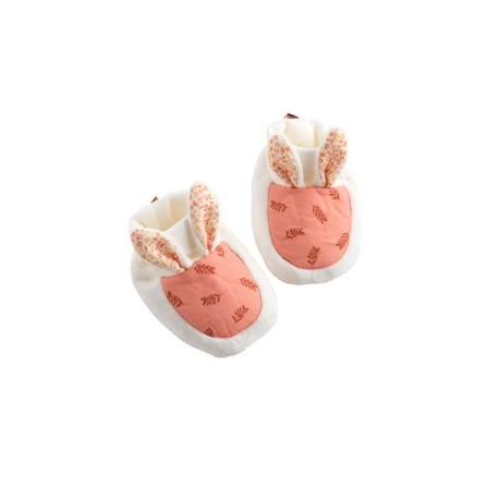 Chaussons bébé en velours - SAUTHON - Esmée - Rose - Blanc - Fille BLANC+BLANC 1 - vertbaudet enfant 