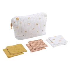 -Trousse de toilette et carré éponge en coton