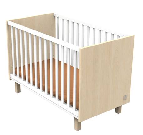 Lit bébé 120x60 avec pieds décor chêne velours et balustres blancs MARRON 1 - vertbaudet enfant 