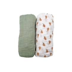 Linge de maison et décoration-Linge de lit bébé-Drap-housse-Lot de 2 draps housse 65x130 cm en coton bio