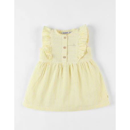 Bébé-Robe en crête de coton rayée jaune/écru