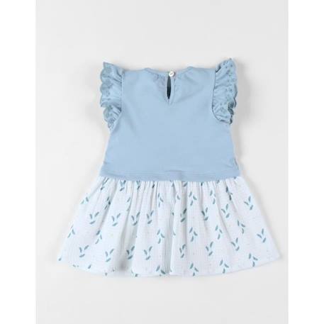 Robe bi-matière à manches courtes écru/bleu BLEU 2 - vertbaudet enfant 