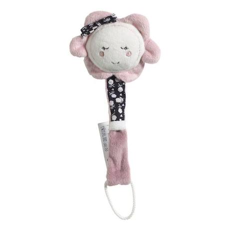 Attache-tétine bébé en velours fleur - Miss Fleur de Lune - Rose - Prévention des pincements de doigts BLANC 1 - vertbaudet enfant 