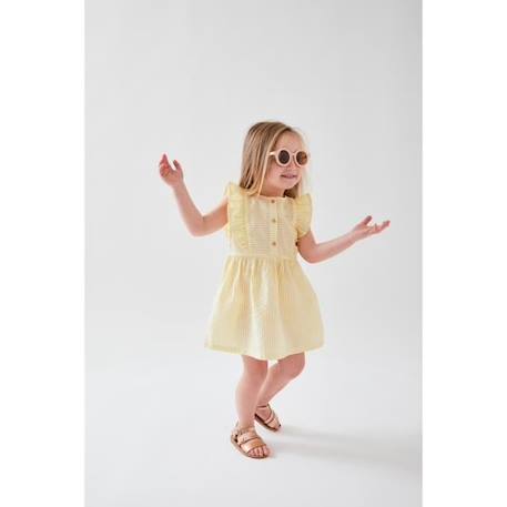 Robe en crête de coton rayée jaune/écru JAUNE 4 - vertbaudet enfant 