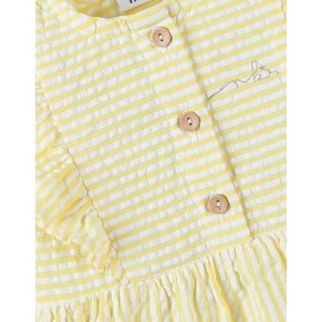 Robe en crête de coton rayée jaune/écru JAUNE 3 - vertbaudet enfant 