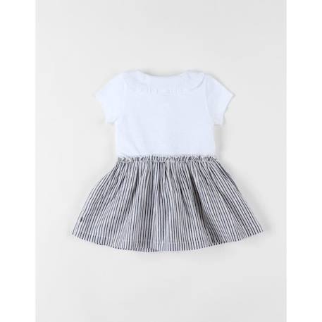 Robe bi-matière à manches courtes tricolore BLANC 3 - vertbaudet enfant 