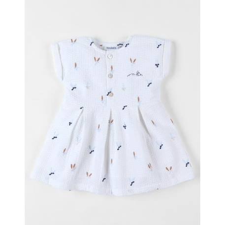 Robe imprimé fleuri en crêpe de coton BLANC 1 - vertbaudet enfant 