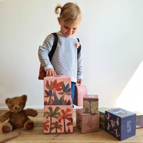 Jeu éducatif - Egmont Toys - Pyramide Jungle - 9 cubes gigognes en carton - Rose - Mixte ROSE 2 - vertbaudet enfant 