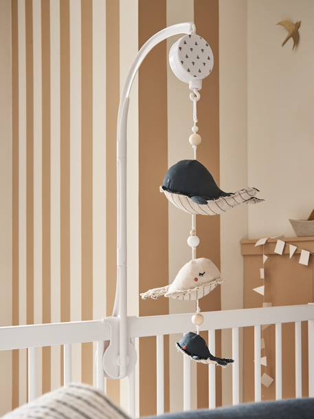 Mobile musical baleines NAVY SEA beige chiné 1 - vertbaudet enfant 