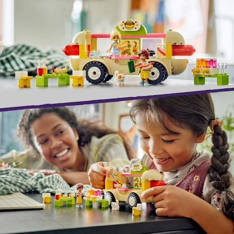 LEGO® 42633 Friends Le Food-Truck de Hot-Dogs, Jouet de Restaurant Mobile, avec Figurines et Chat, Cadeau Enfants JAUNE 5 - vertbaudet enfant 