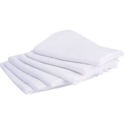 Puériculture-Matelas, accessoires de lange-Lange-Lot de 6 langes carré - DOMIVA - Blanc - 70x70cm - 100% Coton - Lavable à 95°C