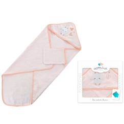 Linge de maison et décoration-Linge de bain-Sortie de bain avec gant Lapinou - Rose - 75 x 75 cm