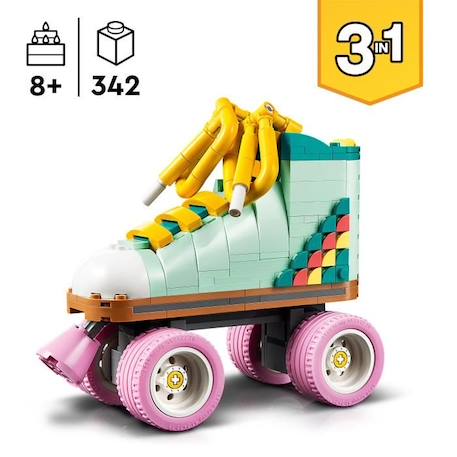 LEGO® 31148 Creator 3en1 Les Patins à Roulettes Rétro, Jouet avec Mini-Skateboard et Boombox, Décoration Rétro VERT 2 - vertbaudet enfant 
