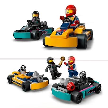 LEGO® 60400 City Les Karts et les Pilotes de Course, Jouet avec 2 Karting, avec 2 Minifigurines de Pilotes de Voitures BLEU 3 - vertbaudet enfant 