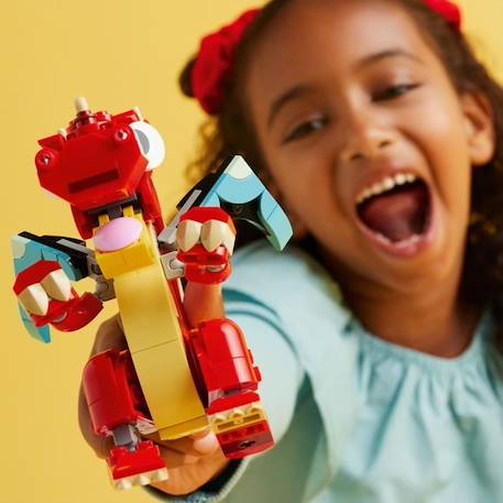 LEGO® 31145 Creator 3en1 Le Dragon Rouge; Jouet avec 3 Figurines d'Animaux, dont un Dragon Rouge, un Poisson et un Phénix ROUGE 5 - vertbaudet enfant 