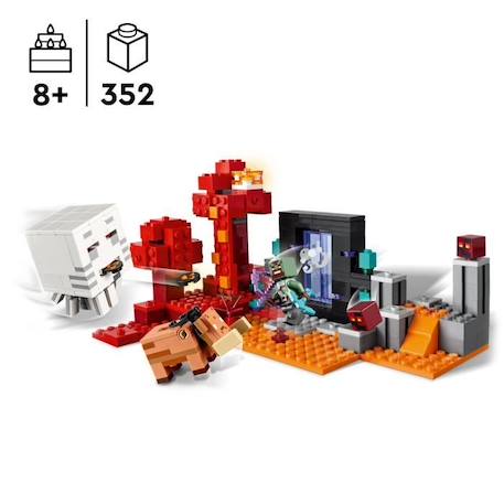 LEGO® 21255 Minecraft L'Embuscade au Portail du Nether, Jouet avec Scènes de Bataille et Minifigurines, Figurine Hoglin VERT 2 - vertbaudet enfant 