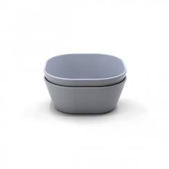 -Lot de 2 bols carrés Gris Nuage - Repas bébé - Mushie