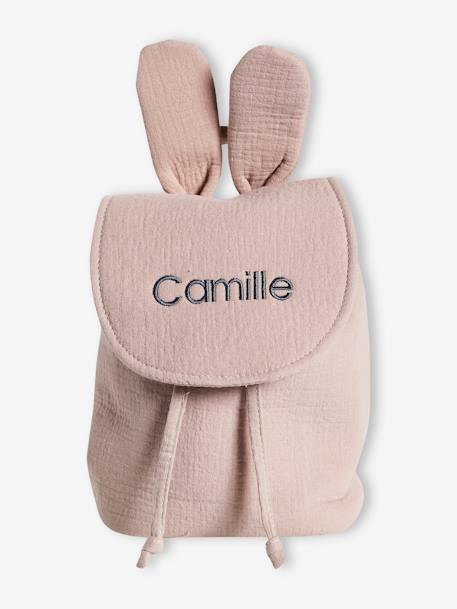 Sac à dos personnalisable en gaze de coton bleu grisé+taupe 11 - vertbaudet enfant 