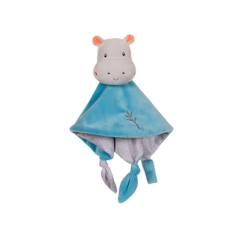 Jouet-Carré Doudou - Bamboo - Hippopotame - 24 cm - Bleu - Peluche pour Bébé